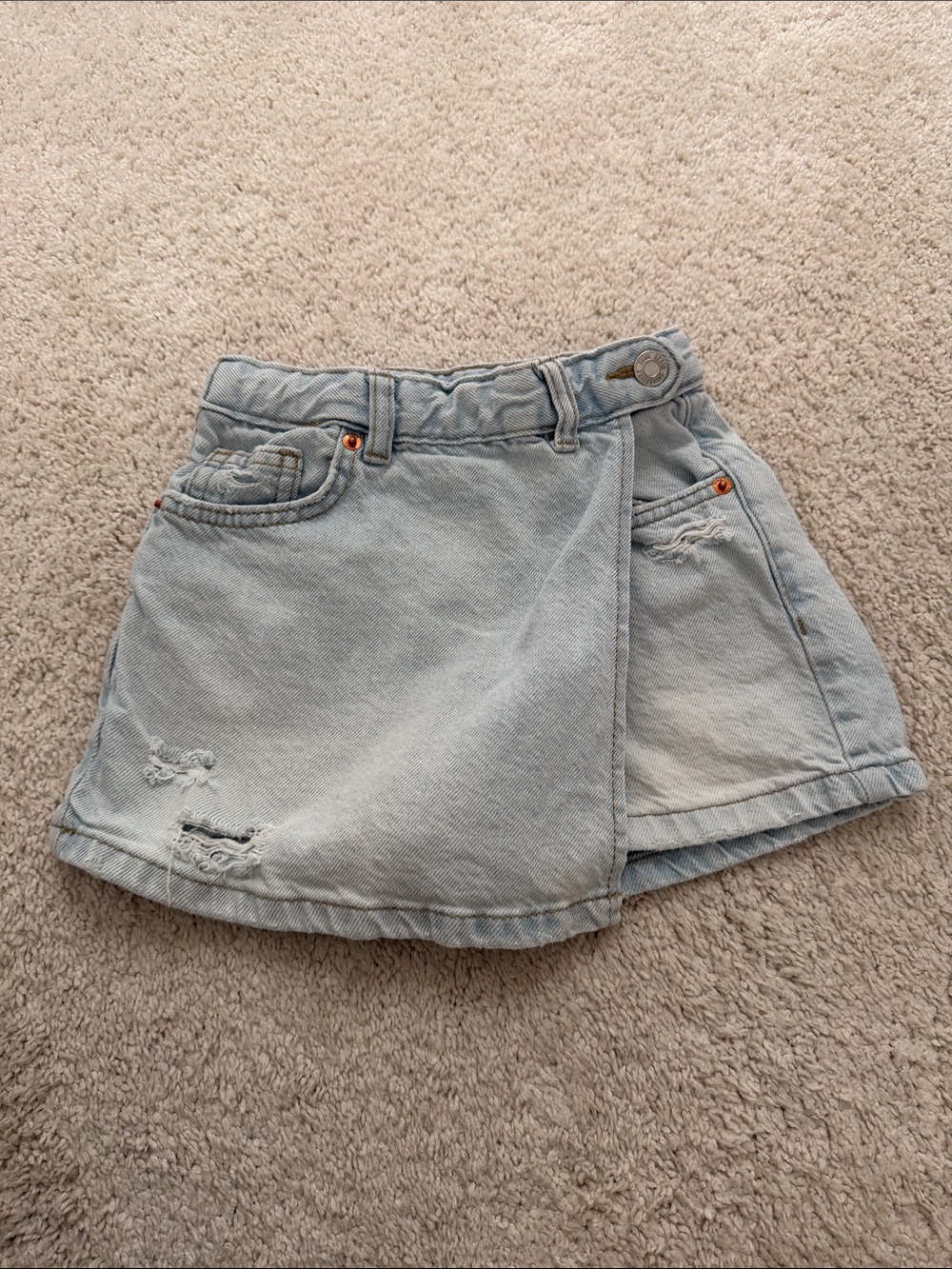Zara Light Wash Denim Wrap Skort